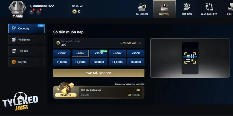 Nạp tiền vào thời gian hợp lý để nhận thêm tiền thưởng